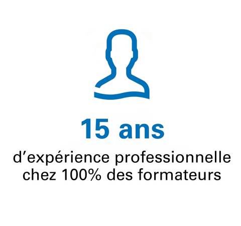 15 ans d'experience professionnelle chez 100% des formateurs 